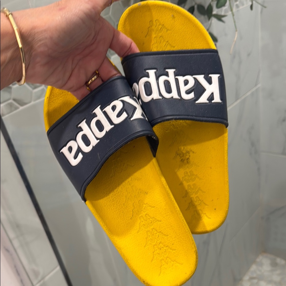 Kappa Mens Slide Sandals - Yellow and Black